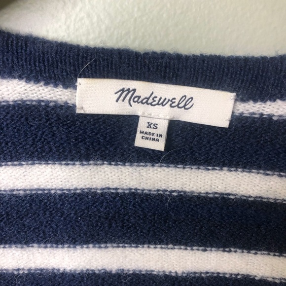 Madewell Cozy Walker Striped Cardigan Open Front Navy Blue White Size XS M0706 - Picture 8 of 11